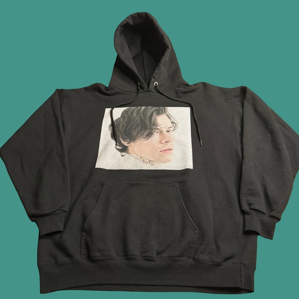 Harry Styles Hoodie Medium Black Tour Promo Face Graphic Concert Heavyweight